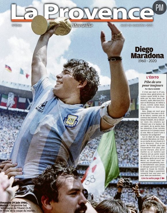 Diego Maradona en Une de "La Provence".