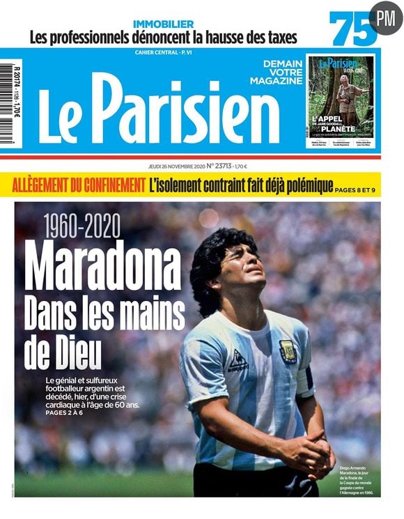 Diego Maradona en Une du "Parisien".