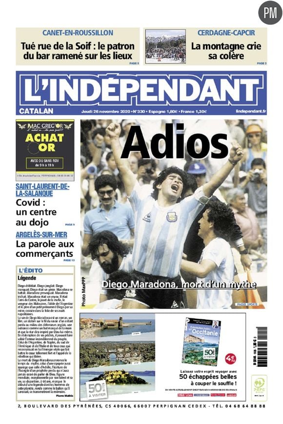 Diego Maradona en Une de "L'indépendant".