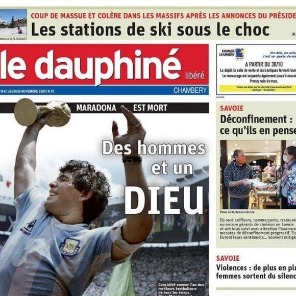 Diego Maradona en Une du "Dauphiné Libéré"