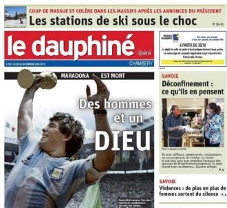 Diego Maradona en Une du 'Dauphiné Libéré'