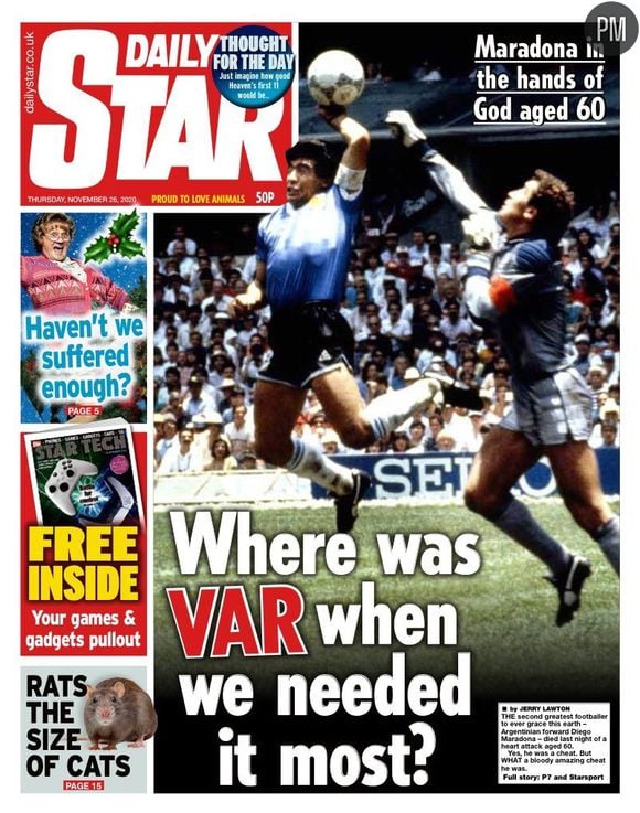 Diego Maradona en Une du "Daily Star".