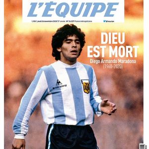 Diego Maradona en Une de "L'Equipe".