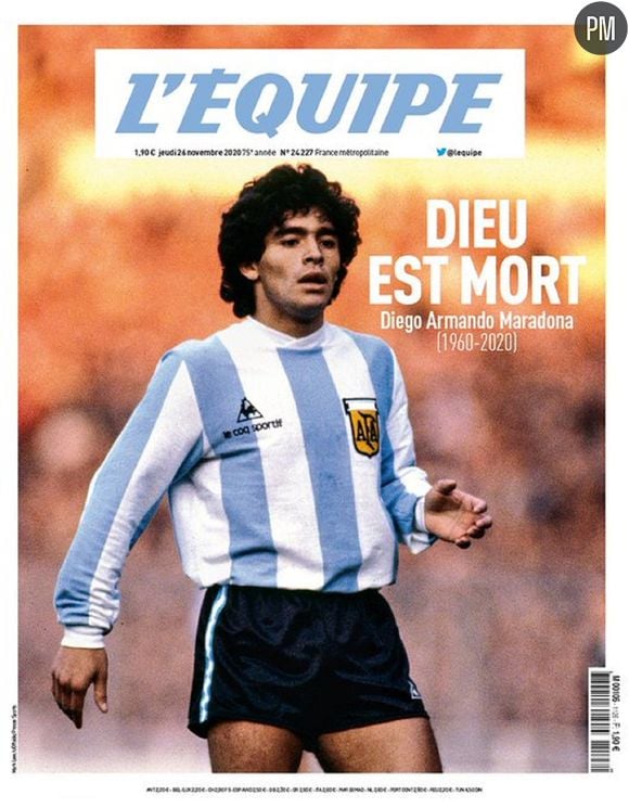 Diego Maradona en Une de "L'Equipe".