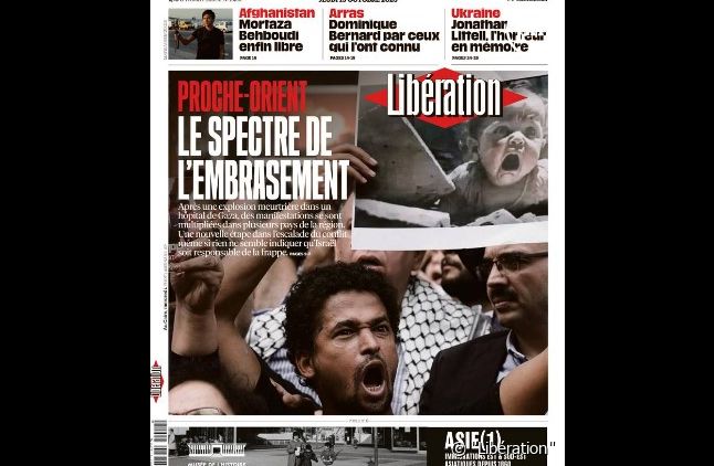 La Une de "Libération" du jeudi 19 octobre 2023.