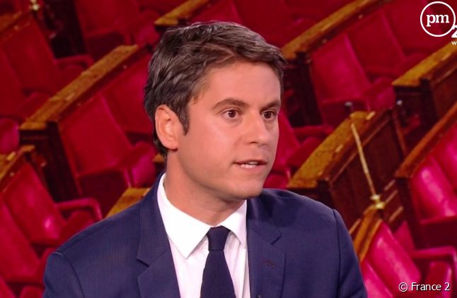 Gabriel Attal sur le plateau du "20 Heures" de Laurent Delahousse.