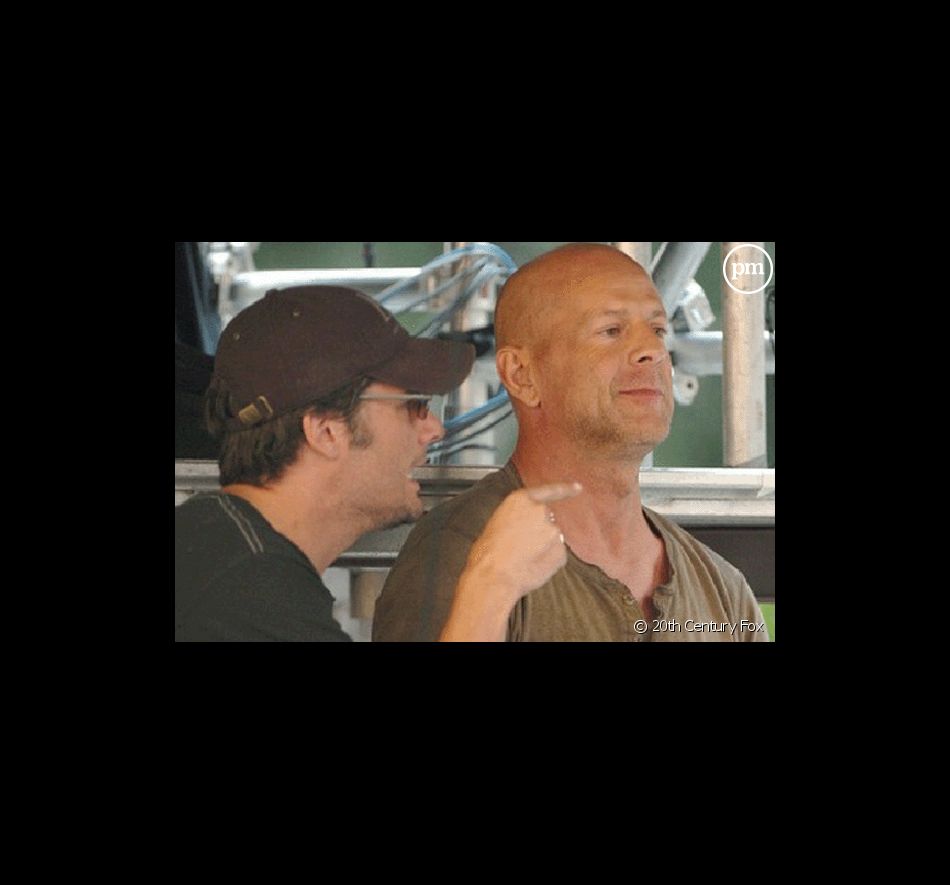 Bruce Willis sur le tournage de "Live Free or die hard"