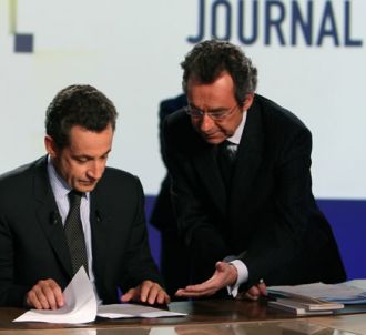 Nicolas Sarkozy et Michel Denisot sur le plateau du...