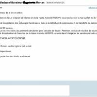 Insolite : les faux mails d'Hadopi sont déjà partis