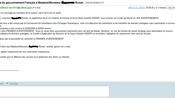 Insolite : les faux mails d'Hadopi sont déjà partis