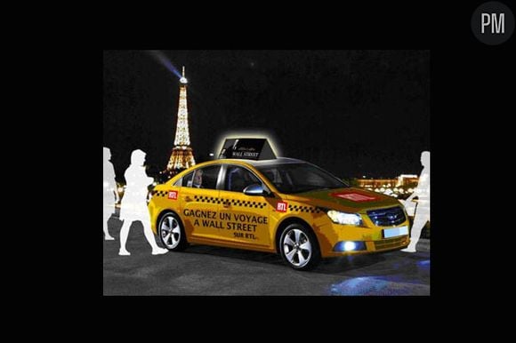 Un taxi RTL visant à faire la promotion du film "Wall Street 2"