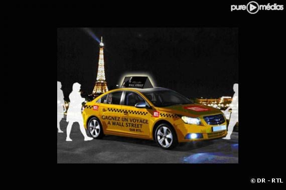 Un taxi RTL visant à faire la promotion du film "Wall Street 2"