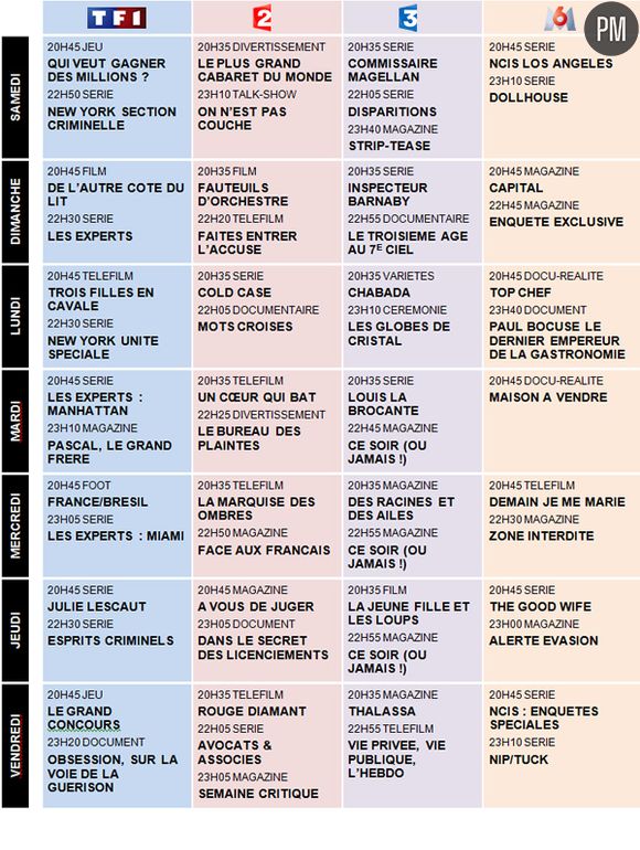 semaine 6 prog tv