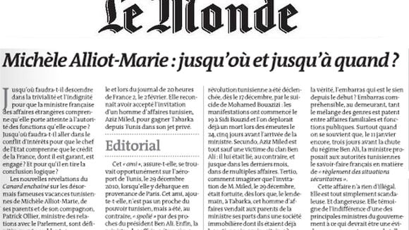 "Le Monde" défend son violent éditorial sur Michèle Alliot-Marie