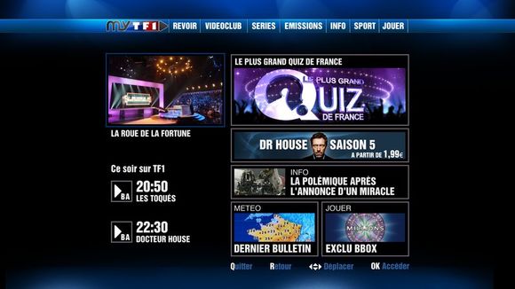 Le service "MyTF1" disponible sur la Freebox