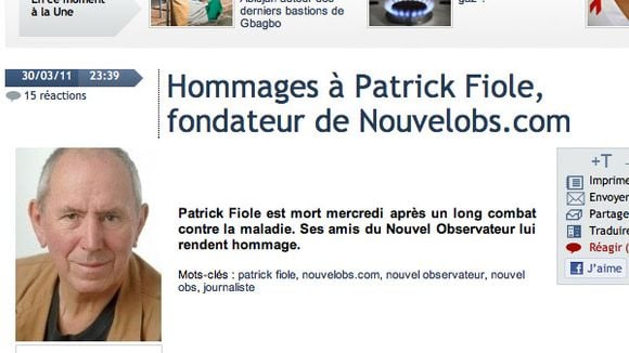 Le journaliste Patrick Fiole est mort