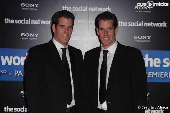 Les frères Winklevoss lors de la première du film "The social network", en octobre 2010