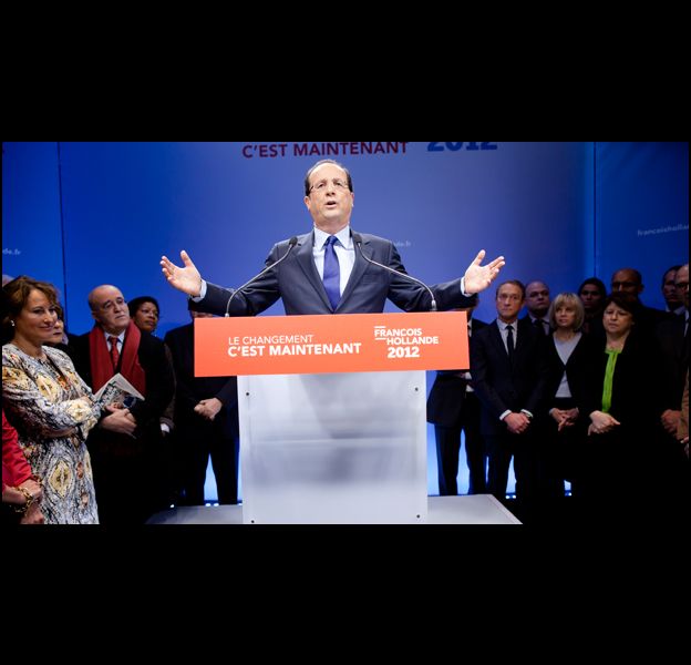 François Hollande, dans son nouveau QG de campagne.