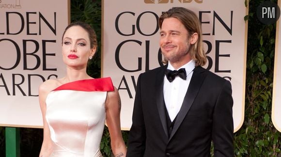 Angelina Jolie et Brad Pitt sur le tapis rouge des Golden Globes 2012