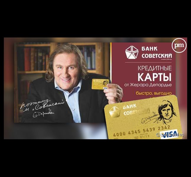 Gérard Depardieu dans une pub pour une banque russe