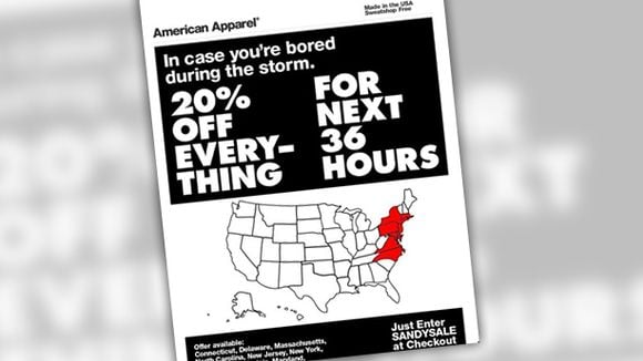 Ouragan Sandy : American Apparel fait de la promo déplacée