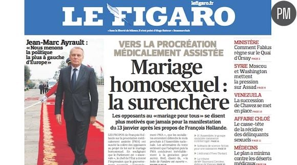 La Une du Figaro du 14 décembre 12 : "Mariage homosexuel : la surenchère"