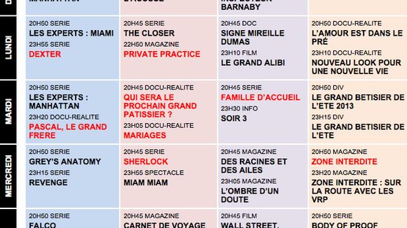 Tous les programmes de la télé du 29 juin au 5 juillet 2013