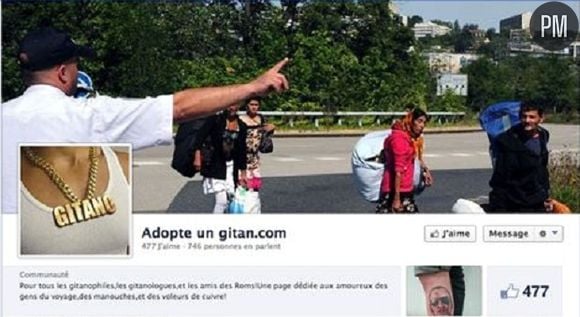 Capture d'écran de la page Facebook "Adopte un gitan.com"