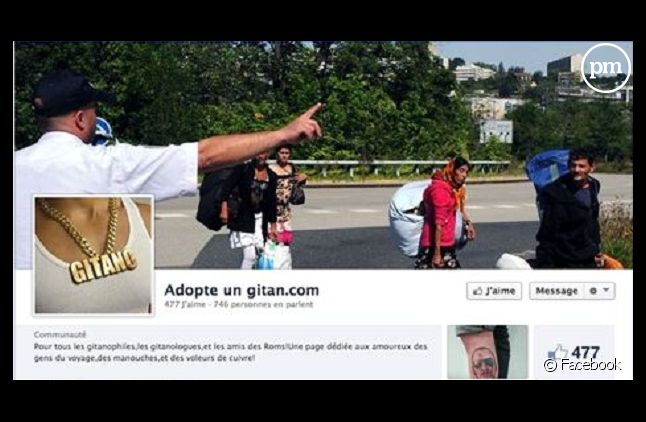 Capture d'écran de la page Facebook "Adopte un gitan.com"