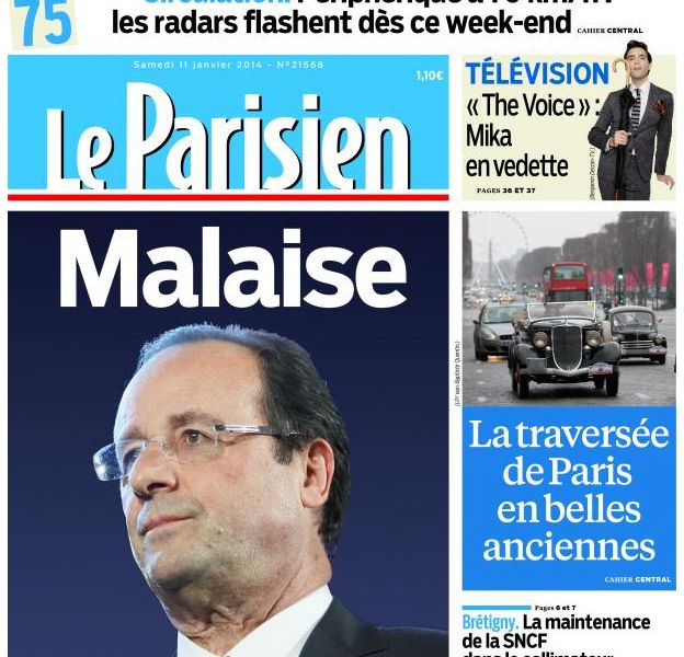 La Une du Parisien, le 11 janvier 2014