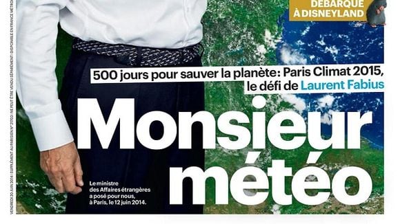 Laurent Fabius pose en Une du "Parisien Magazine" en Monsieur Météo