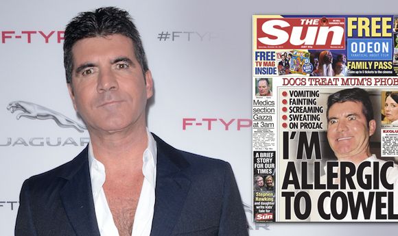 Une femme allergique à Simon Cowell en Une du Sun