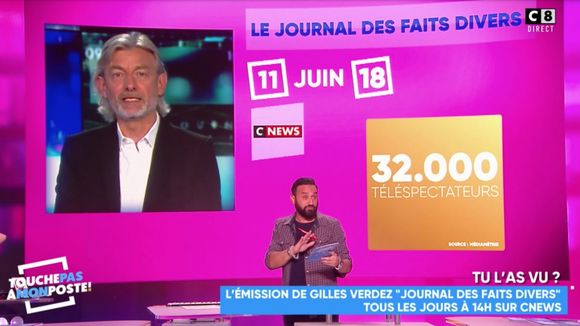 Gilles Verdez sur CNews : "TPMP" se moque de la première du "Journal des faits divers"