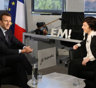 Emmanuel Macron face à Ruth Elrkief pendant la campagne...
