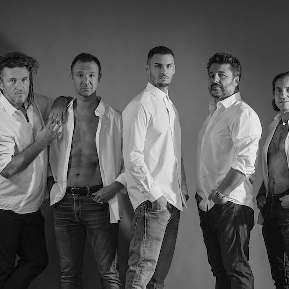 Franck Sémonin, Olivier Delacroix, Alexandre Devoise, Baptiste Giabiconi, Bruno Guillon, Philippe Candeloro et Satya Oblette dans "Stars à nu"