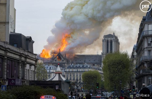 La cathédrale Notre-Dame de Paris en feu le 15 avril 2019