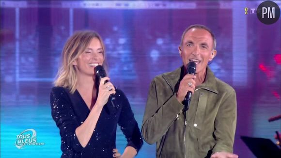 Nikos Aliagas et Isabelle Ithurburu ont présenté "Tous avec les Bleus, le concert événement" ce jeudi 12 octobre 2023 en direct sur TF1.