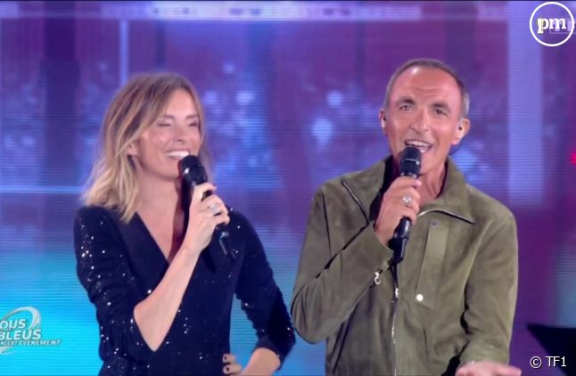 Nikos Aliagas et Isabelle Ithurburu ont présenté "Tous avec les Bleus, le concert événement" ce jeudi 12 octobre 2023 en direct sur TF1.