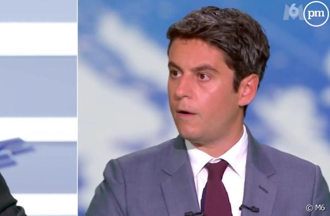 Gabriel Attal face à Dominique Tenza dans le "19.45" de M6 le vendredi 28 juin 2024.