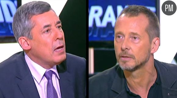 Henri Guaino et Joseph Macé-Scaron, sur le plateau d'i-TELE.