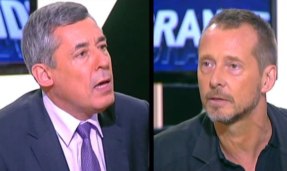 Henri Guaino et Joseph Macé-Scaron, sur le plateau d'i-TELE.