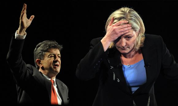 Jean-Luc Mélencon et Marine Le Pen.