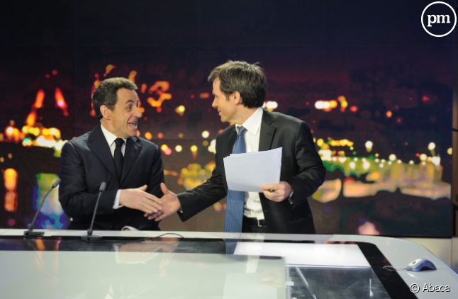 Nicolas Sarkozy et David Pujadas, le 22 février 2012 sur France 2.