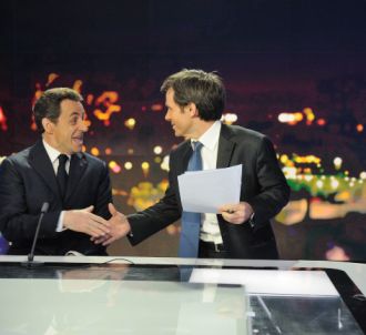 Nicolas Sarkozy et David Pujadas, le 22 février 2012 sur...