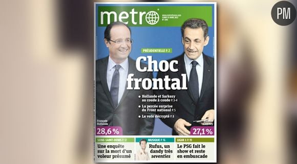 La Une de Metro du 23 avril 2012.