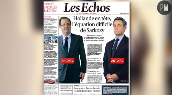 La Une de Les Echos du 23 avril 2012.