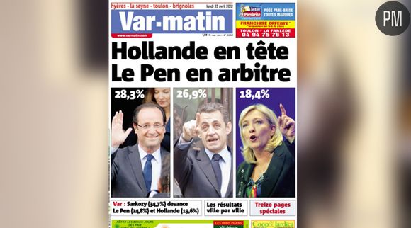 La Une de Var Matin du 23 avril 2012.