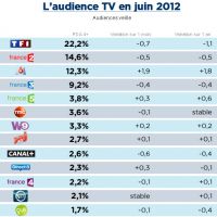 Audiences juin : TF1 au plus bas, M6 au plus haut, NRJ 12 double Canal+