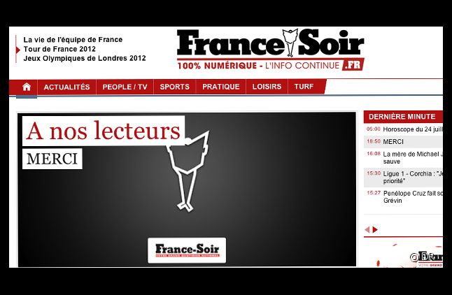 Le site FranceSoir.fr s'apprête à fermer ses portes.