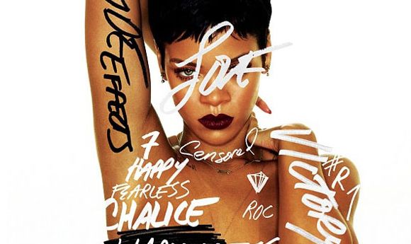 Rihanna sur la pochette de son album "Unapologetic"